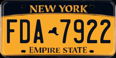 NY license plate FDA7922
