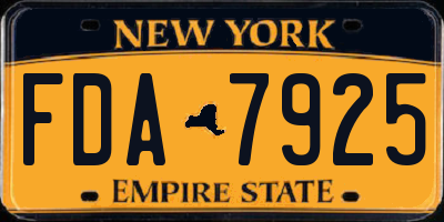 NY license plate FDA7925