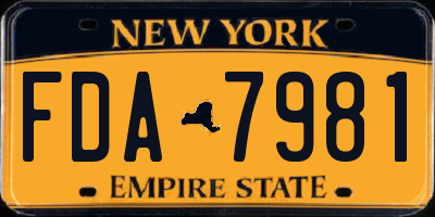 NY license plate FDA7981