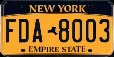 NY license plate FDA8003