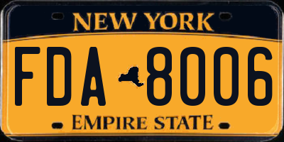 NY license plate FDA8006
