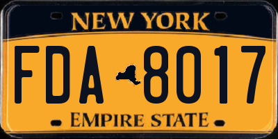 NY license plate FDA8017