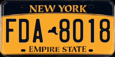 NY license plate FDA8018