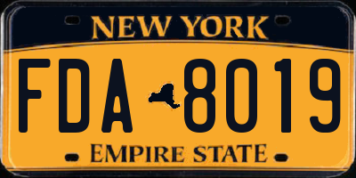 NY license plate FDA8019