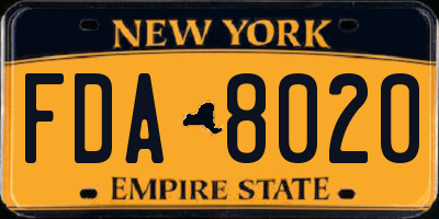 NY license plate FDA8020