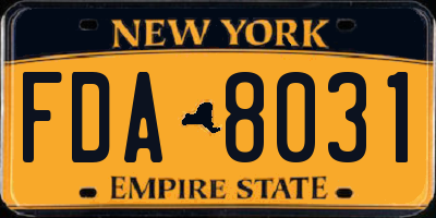 NY license plate FDA8031