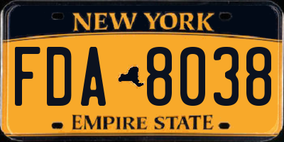 NY license plate FDA8038