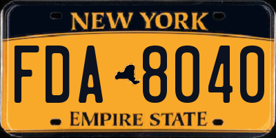NY license plate FDA8040