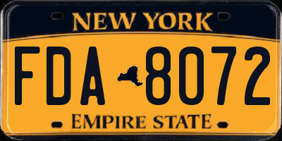 NY license plate FDA8072