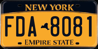 NY license plate FDA8081