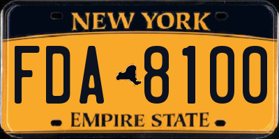 NY license plate FDA8100