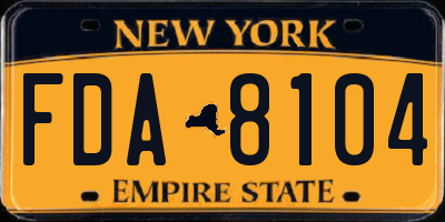 NY license plate FDA8104