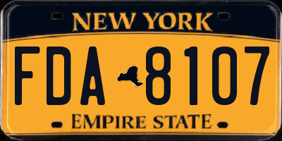 NY license plate FDA8107