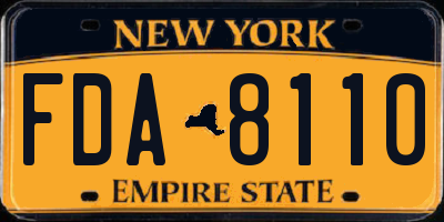 NY license plate FDA8110