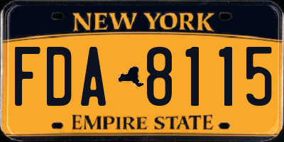 NY license plate FDA8115