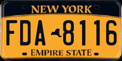 NY license plate FDA8116