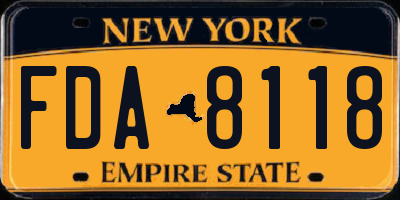 NY license plate FDA8118
