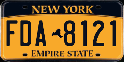 NY license plate FDA8121