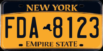 NY license plate FDA8123