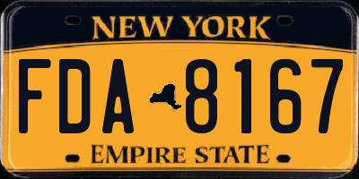 NY license plate FDA8167