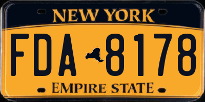 NY license plate FDA8178