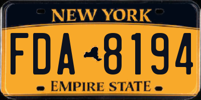 NY license plate FDA8194