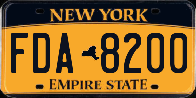 NY license plate FDA8200