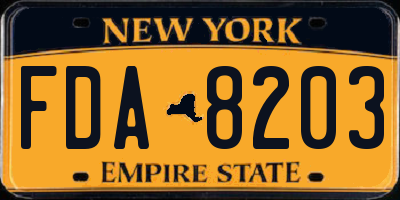 NY license plate FDA8203