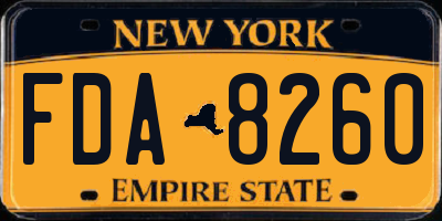 NY license plate FDA8260