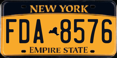 NY license plate FDA8576