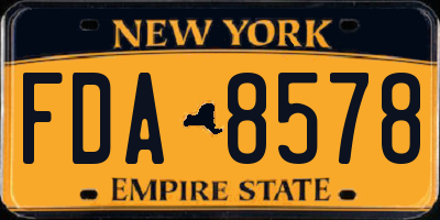 NY license plate FDA8578