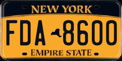 NY license plate FDA8600