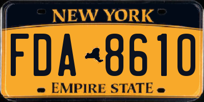 NY license plate FDA8610