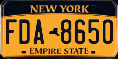 NY license plate FDA8650