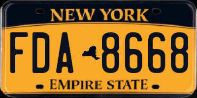 NY license plate FDA8668
