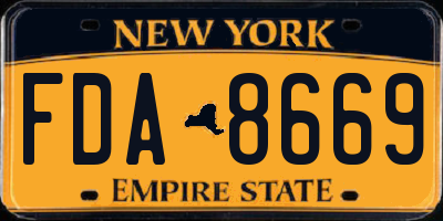 NY license plate FDA8669