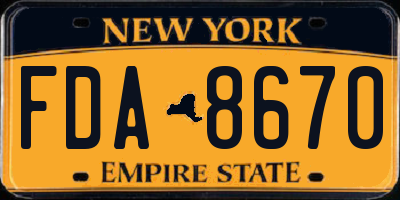 NY license plate FDA8670