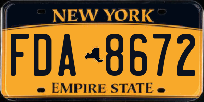 NY license plate FDA8672