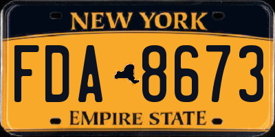 NY license plate FDA8673
