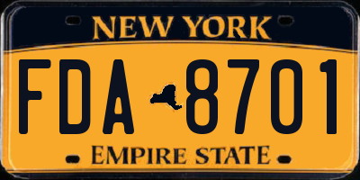 NY license plate FDA8701