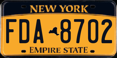 NY license plate FDA8702