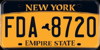NY license plate FDA8720