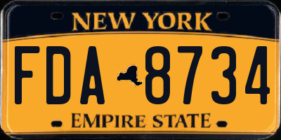 NY license plate FDA8734