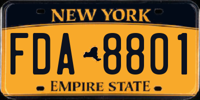NY license plate FDA8801