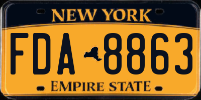 NY license plate FDA8863