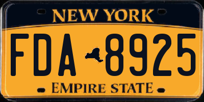 NY license plate FDA8925