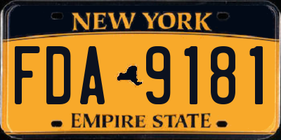 NY license plate FDA9181