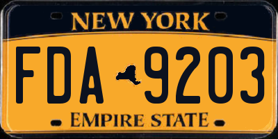 NY license plate FDA9203
