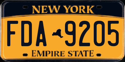NY license plate FDA9205