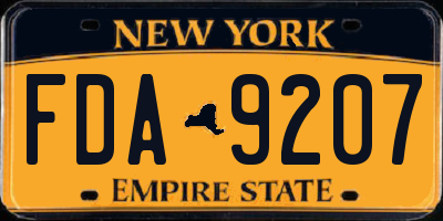NY license plate FDA9207